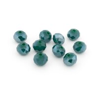 Glasschliffperlen als Rondelle in Dunkelgrün 8x6 mm...