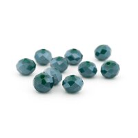 Glasschliffperlen als Rondelle in Dunkelgrün 8x6 mm...