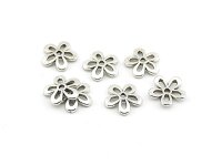 20 als Blume gefertigte Perlkappen in silberfarben, 12 mm