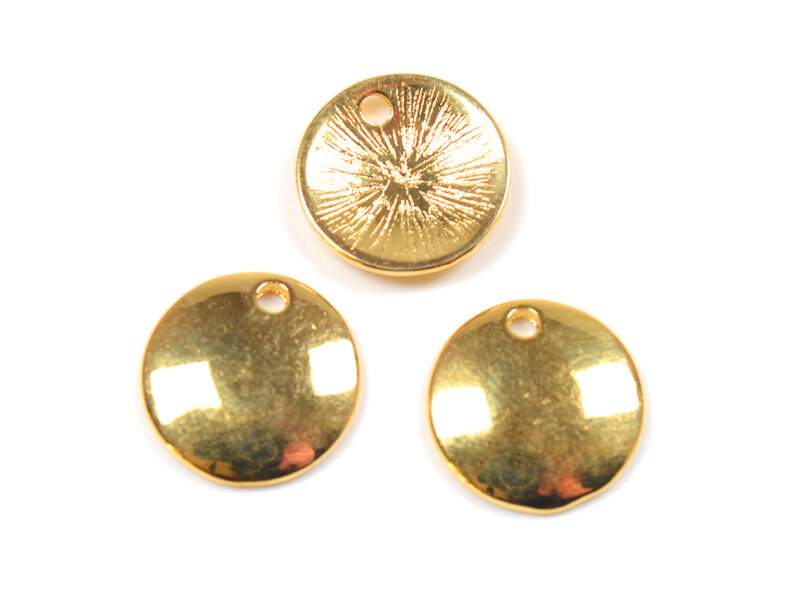 runde Anhänger als Plättchen in goldfarben 12 mm 6 Stück