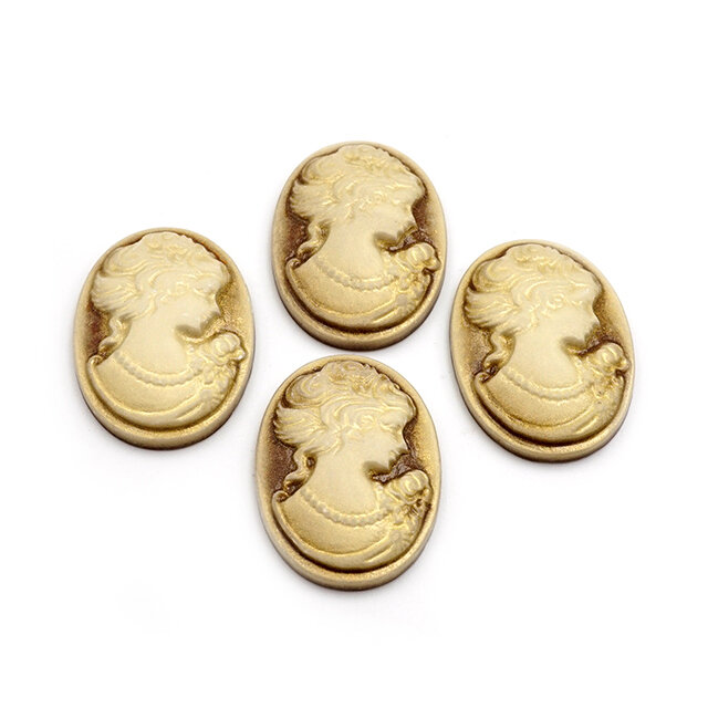 4 Cabochon Vintage beige Kamee 25 x 18 mm Gemme