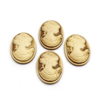 4 Cabochon Vintage beige Kamee 25 x 18 mm Gemme