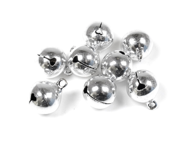 Glöckchen aus Messing in silberfarben mit Aufhängung 16 mm 10 Stück