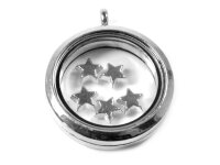 Glasmedaillon Einleger Stern in silberfarben platiniert 8...