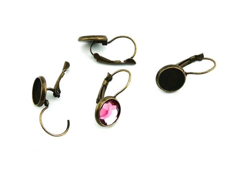 6 Brisuren in antik Bronze mit Fassung für 10 mm Cabochons