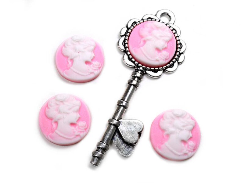 Cabochon als Gemme in rosa 20 mm 4 Stück