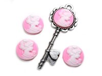 Cabochon als Gemme in rosa 20 mm 4 Stück