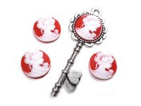 Cabochon als Gemme in rot 20 mm 4 Stück