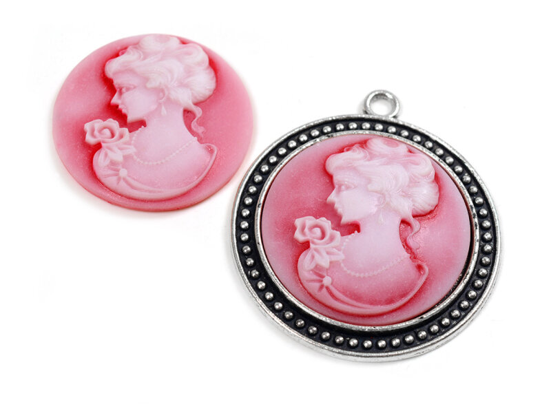Cabochon als Gemme in rot 30 mm 2 Stück