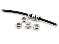 6 große Zwischenperlen in silberfarben, 10 mm