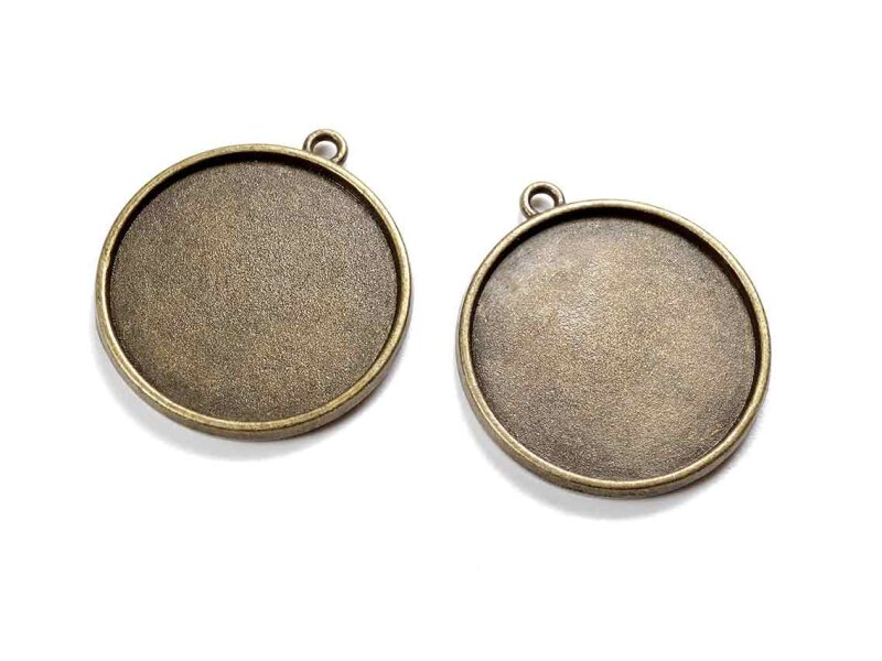 doppelseitige Fassungen für 25 mm Cabochons in antik bronzefarben 4 Stück