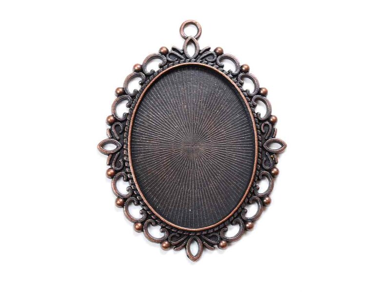 Fassungen für 40 x 30 mm Cabochons in antik kupferfarben 2 Stück