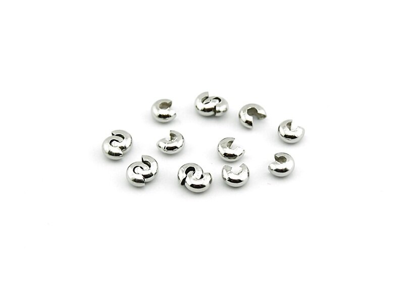 Coverperlen  in platinfarben, geschlossen 4mm 20 Stück