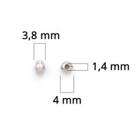 Coverperlen  in platinfarben, geschlossen 4mm 20 Stück