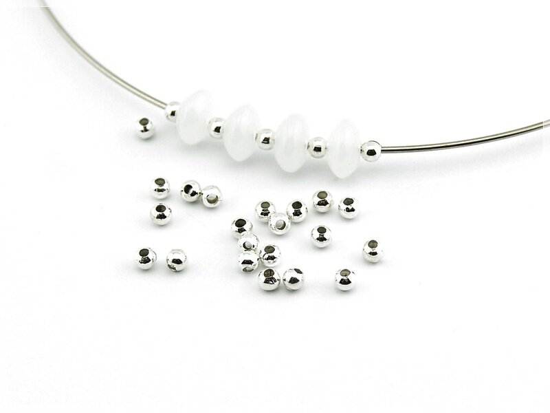 100 Zwischenperlen in silberfarben, 3 mm