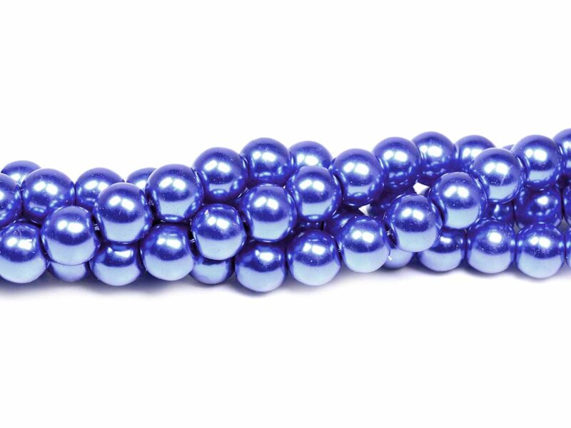 Glaswachsperlen in dunkelblau 8 mm 40 Stück