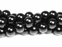 Glaswachsperlen in schwarz 12 mm 20 Stück