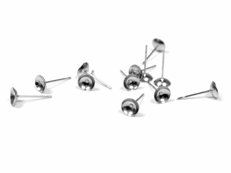 Ohrstecker aus 304 Edelstahl in silberfarben platiniert für 10 mm Hohlperlen 10 Stück