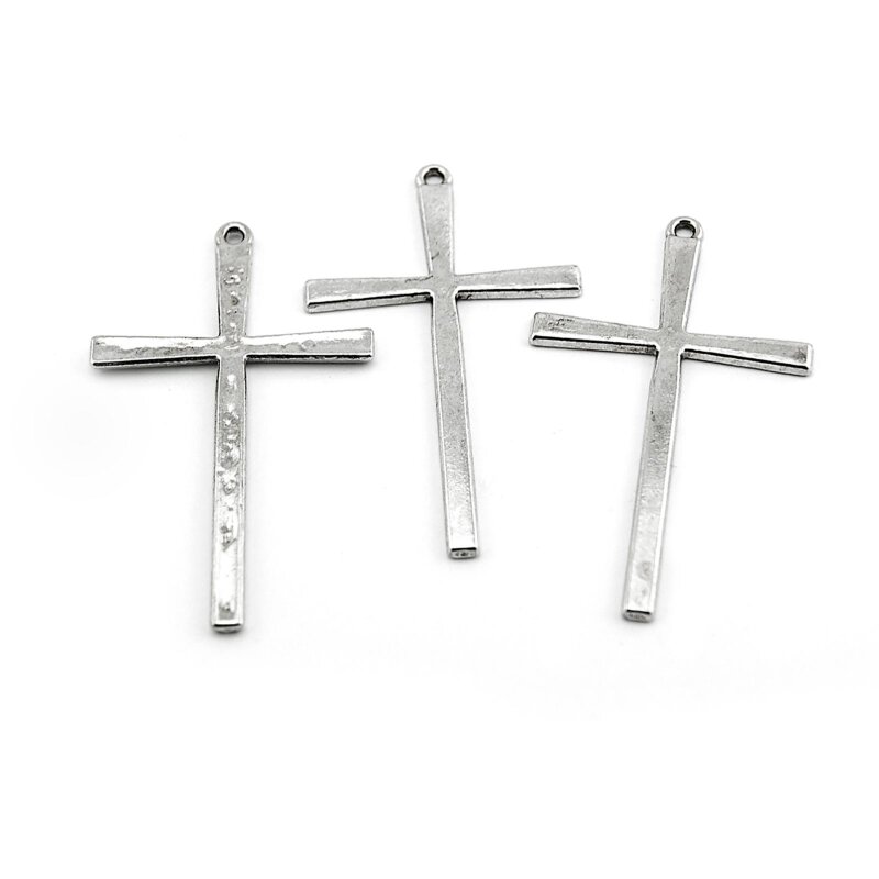 4 Anhänger Kreuz groß in silber