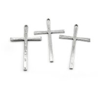 4 Anhänger Kreuz groß in silber