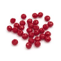 Glasschliffperlen in Rot facettiert, Rondell 6 x 5 mm, 30...