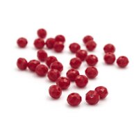 Glasschliffperlen in Rot facettiert, Rondell 6 x 5 mm, 30...