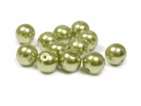 Glaswachsperlen in kiwigrün 12 mm 20 Stück