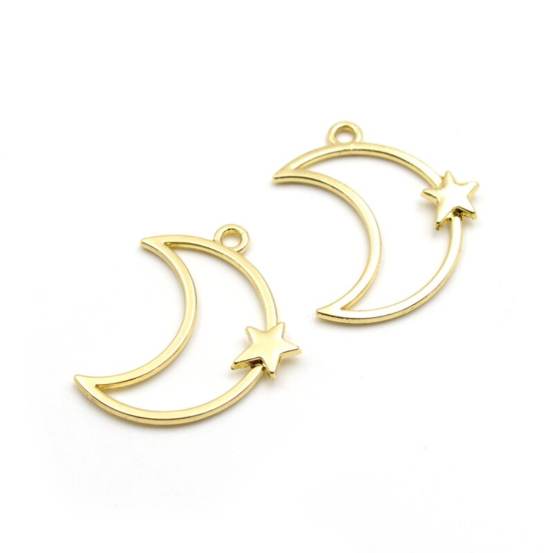 Anhänger als Mond mit Stern in Goldfarben 2 Stück