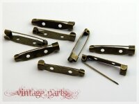 10 Broschennadeln in antik Bronze 31 mm