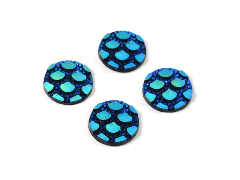 schimmernde Resincabochons mermaid in blaugrün für 12 mm Fassungen 6 Stück