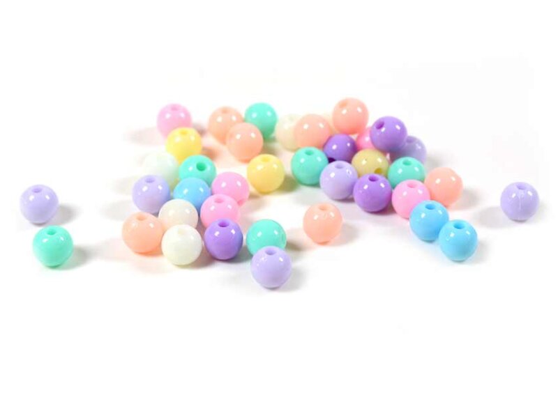 Acrylperlen im Pastell Farbmix 6 mm 40 Stück