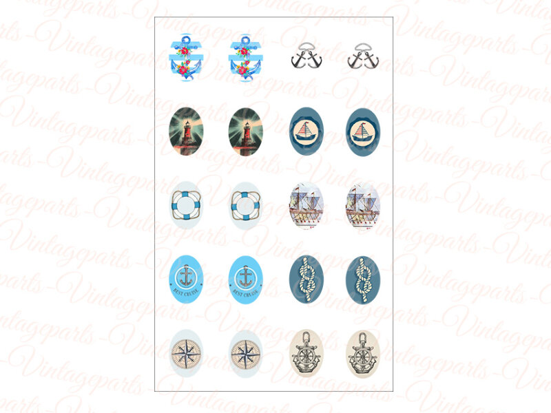 Motivbogen "Nautic" für ovale 14 x10mm Cabochons