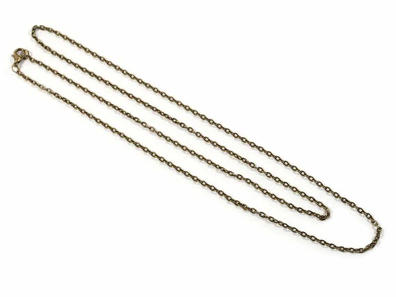 2 lange, fertige Gliederkette aus Eisen in antik Bronze, 80 cm