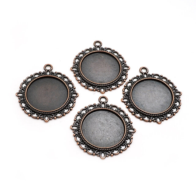 4 Fassungen für 20 mm Cabochons in antik kupfer