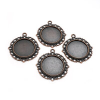 4 Fassungen für 20 mm Cabochons in antik kupfer