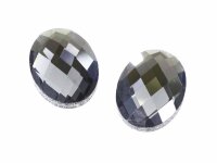 facettierte Glascabochons in grau 18 x 13 mm 2 Stück