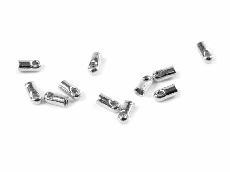 Endkappen aus Messing für 1,2 mm Bänder in silberfarben platiniert 20 Stück