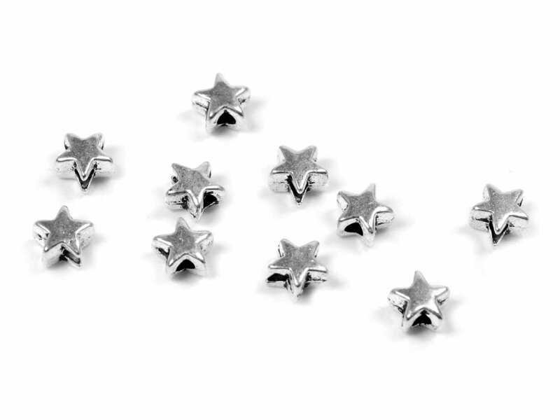 Zwischenperlen als Stern in antik silberfarben 5 mm 10 Stück