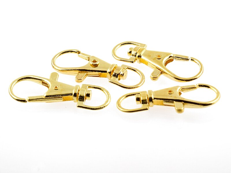 4 Karabinerhaken mit Drehkupplung in goldfarben