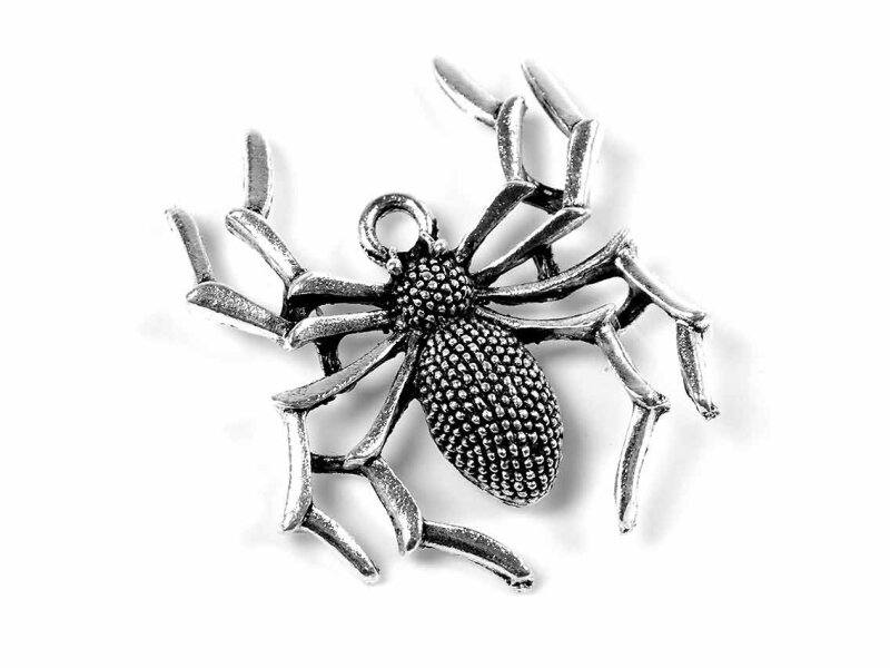 Anhänger als Spinne in antik silberfarben 2 Stück