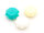 6 Cabochon Blumen im Set in weiß, hellen türkis und hell gelb, 15 mm