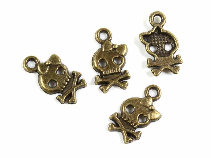 Anhänger als Totenkopf in antik bronzefarben 8 Stück
