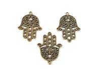 Anhänger als Hamsa Hand in antik bronzefarben 4...