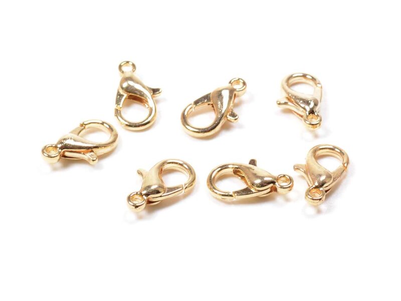 Karabinerverschluss 14K vergoldet, 12 mm, 4 Stück