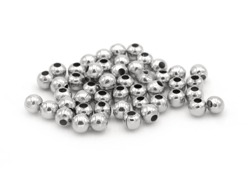50 Zwischenperlen silberfarben platiniert 4 mm