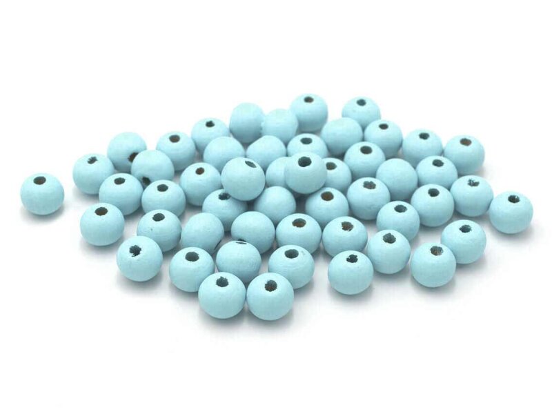 Perlen aus Holz in aquamarine 8 mm 50 Stück