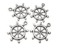 maritime Steuerrad Anhänger in tibetsilber 2 Stück