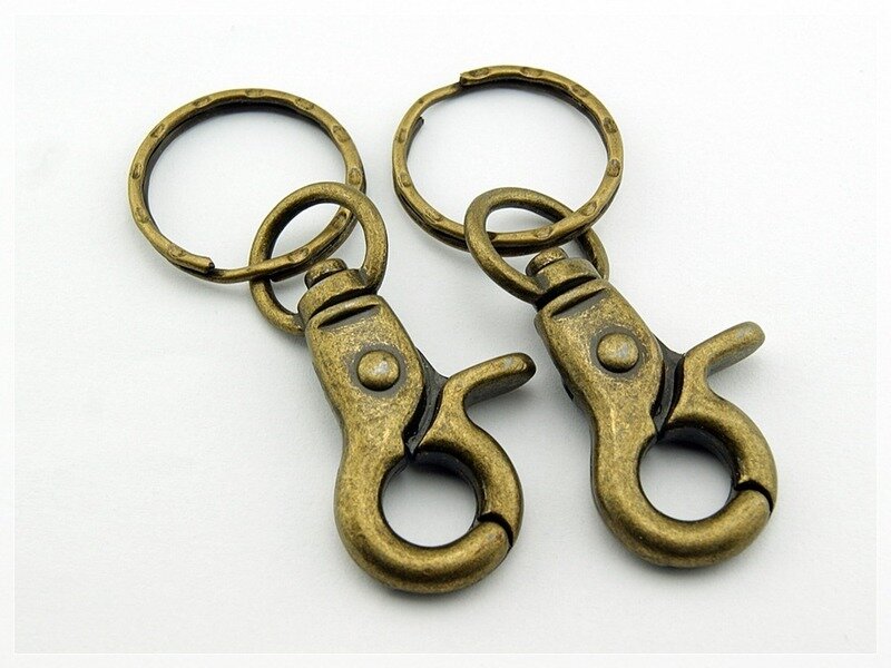 2 Schlüsselringe Karabiner vintage Bronze kaufen! | Vintageparts.eu