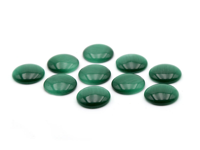 Cateye Cabochons in waldgrün 12mm 10 Stück