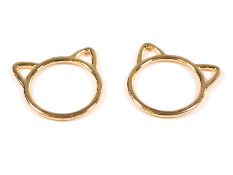 Verbinder aus Edelstahl 201 15 mm als Katzenkopf in Goldfarben beschichtet 1 Stück